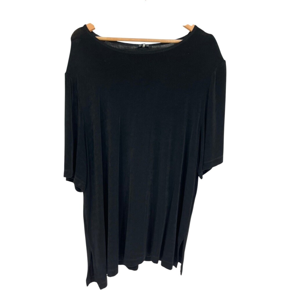 Vikki Vi Women's Size 2X Top Black Slinky Tunic Minimalist Lagenlook